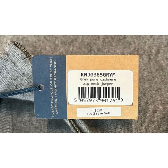 Charles Tyrwhitt Cashmere Quarter Zip Sweater - Picture 6 of 6